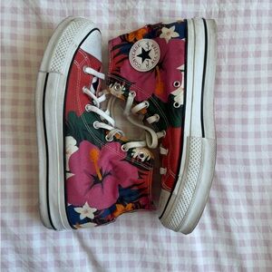 Bright floral platform high top converse